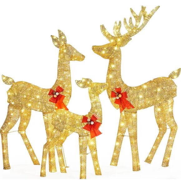 3pcs Large Lighted Christmas Deer Family Set - Picture 1 of 6
